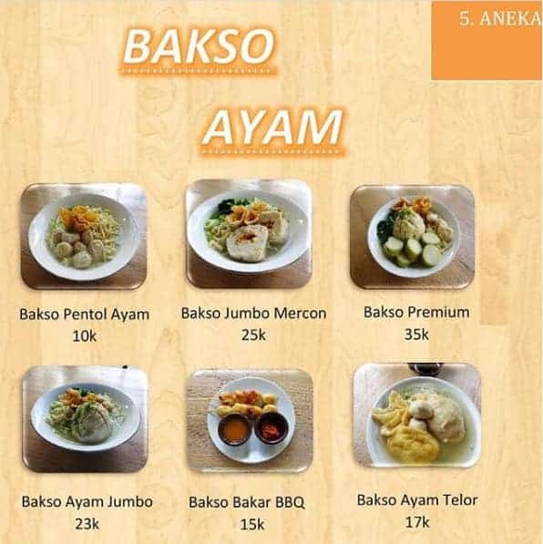 Menu bakso ayam