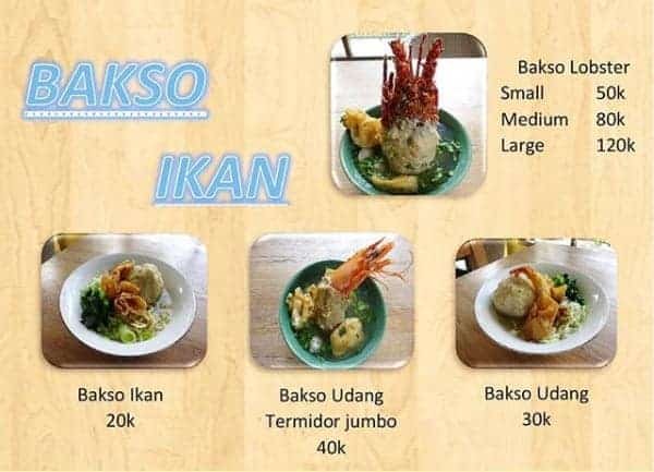 Menu bakso lobster dan ikan