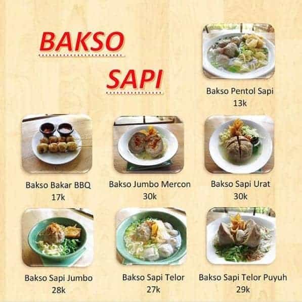 Menu bakso sapi